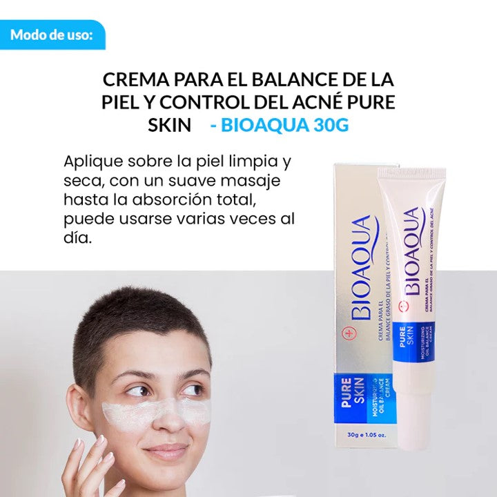 Crema anti-acné sin granos en el rostro